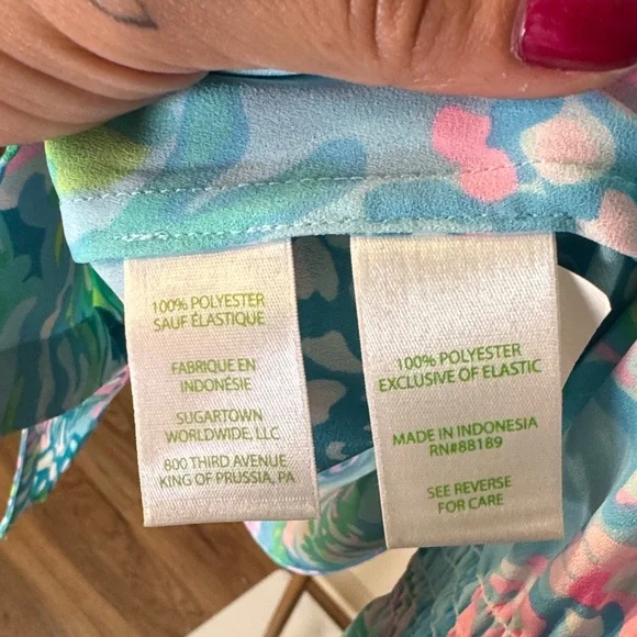 Lilly Pulitzer Women's Vibrant Blue and Pink Blouse - Picture 6 of 6